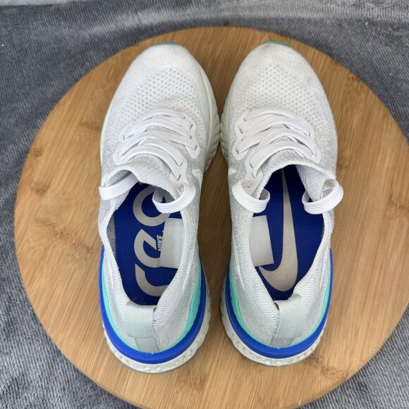 Nike Epic React Flyknit 2 Shoes Womens Size 6.5 White Teal Running BQ8927-105 - Picture 5 of 11